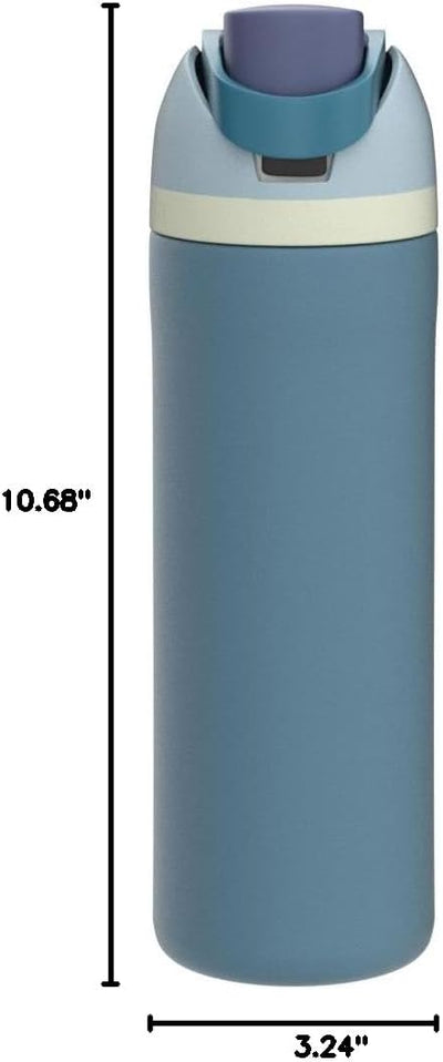 Owala FreeSip 24oz Stainless Steel Water Bottle with Straw โ Insulated, BPA-Free, Leak-Proof Sports Bottle for Cold Drinks โ Denim Blue