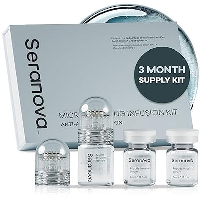 Seranova - Micro Infusion for Skin Care โ with Collagen Peptides & Hyaluronic Acid, Face Serum and Stamp 0.05mm - 3 Month Supply