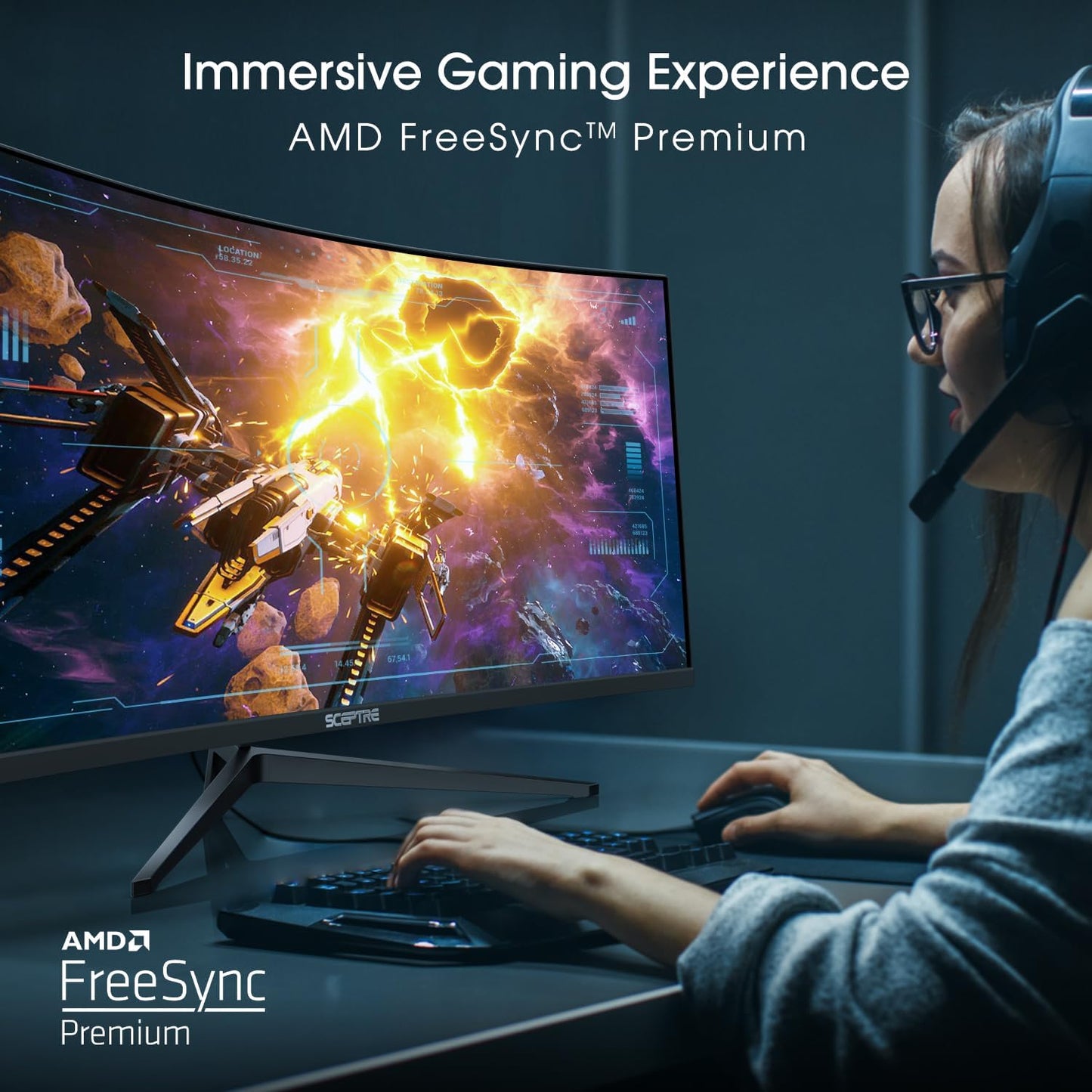 Sceptre 34-Inch Curved Ultrawide WQHD Monitor 3440 x 1440 R1500 up to 180Hz/165Hz DisplayPort x2 99% sRGB 1ms Picture by Picture, Build-in Speakers Machine Black 2025 (C345B-QUT168)