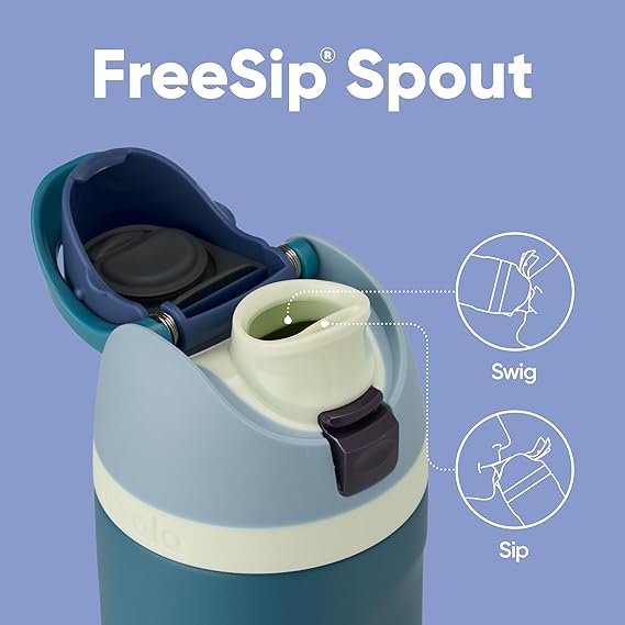 Owala FreeSip 24oz Stainless Steel Water Bottle with Straw – Insulated, BPA-Free, Leak-Proof Sports Bottle for Cold Drinks – Denim Blue