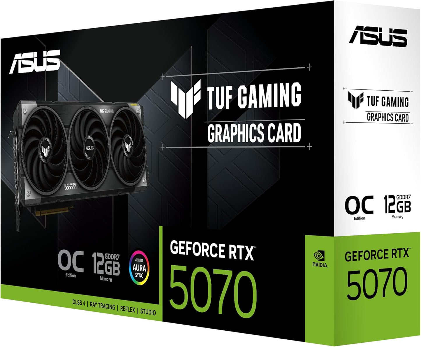 ASUS TUF Gaming GeForce RTX ™ 5070 12GB GDDR7 OC Edition Gaming Graphics Card (PCIe® 5.0, HDMI®/DP 2.1, 3.125-slot, Military-Grade Components, Protective PCB Coating, axial-tech Fans)