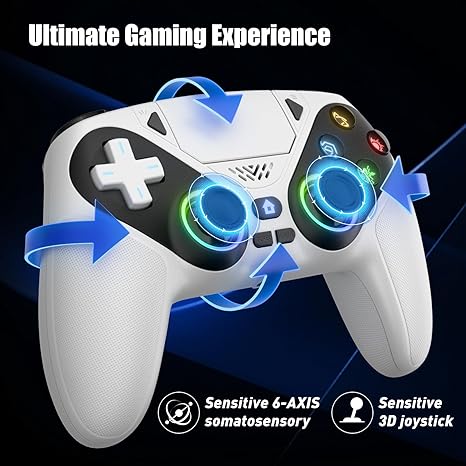 Dinosoo Wireless Controller for Android with USB Cable/Dual Vibration/6-Axis Motion Control/3.5mm Audio Jack/Multi Touch Pad/Turbo/1000mAh Battery/Programming, with PS5 2.4g Adapter