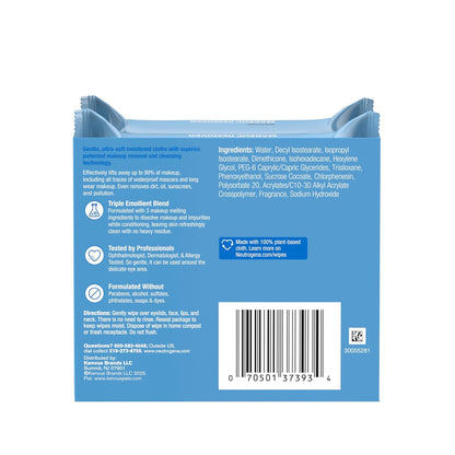 Neutrogena Micellar Makeup Remover Wipes – Twin Pack (2 x 25 ct) – 100% Plant-Based Cloth – Alcohol-Free Face Towelettes Remove Waterproof Mascara & Oil – Dermatologist Tested
