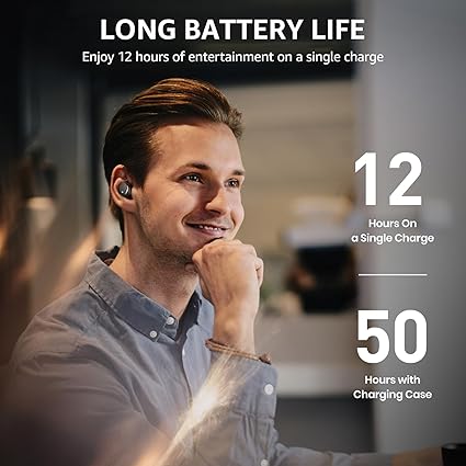 TOZO T6 Wireless Earbuds Bluetooth 5.3 - 50H Playtime, Stereo Sound, Waterproof IPX8, Wireless Charging Case, App-Controlled EQ, In-Ear Headphones