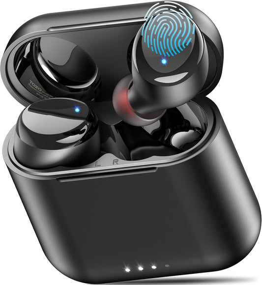 TOZO T6 Wireless Earbuds Bluetooth 5.3 - 50H Playtime, Stereo Sound, Waterproof IPX8, Wireless Charging Case, App-Controlled EQ, In-Ear Headphones