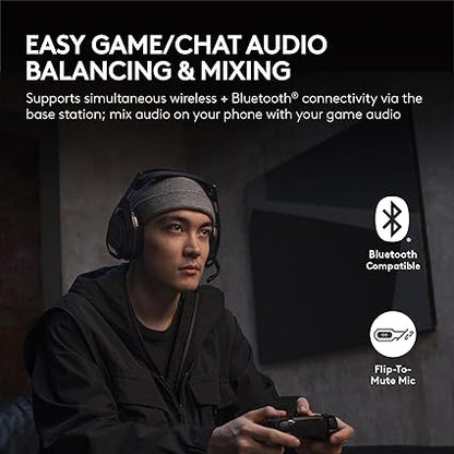 Logitech G Astro A50 X Omni-Platform Wireless Gaming Headset + Base Station for PS5, Xbox, PC: PLAYSYNC Video & Audio Switcher, HDMI 2.1 4K 120Hz VRR, <24 bit/48 kHz, 24hr Battery, 2.4GHz & BT - Black