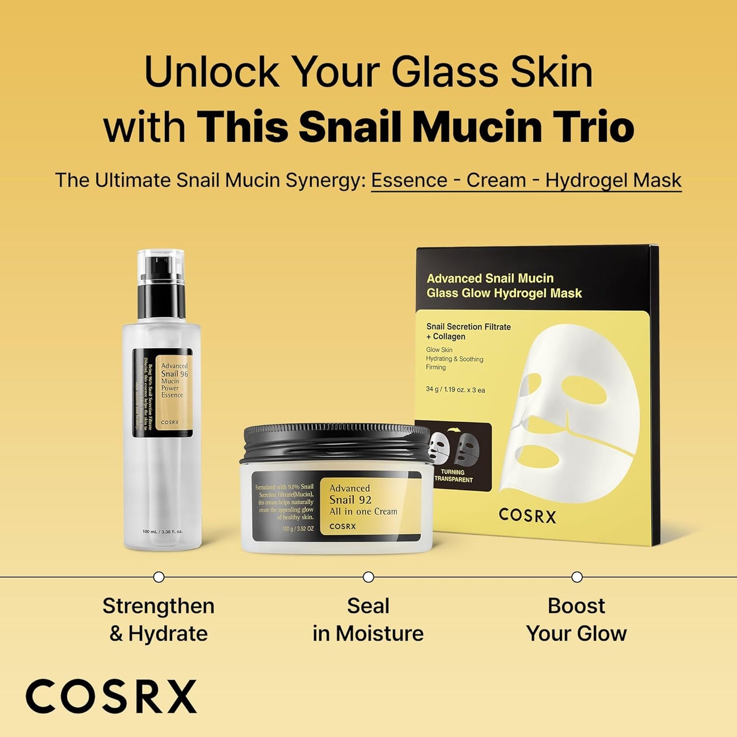 COSRX Advanced Snail 96 Mucin Power Essence – 96.3% Snail Filtrate – Lightweight Korean Serum for Hydration, Repair, Soothing & Anti-Aging – 100ml