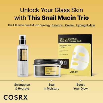 COSRX Advanced Snail 96 Mucin Power Essence – 96.3% Snail Filtrate – Lightweight Korean Serum for Hydration, Repair, Soothing & Anti-Aging – 100ml