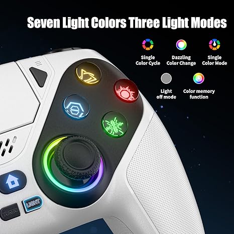 Dinosoo Wireless Controller for Android with USB Cable/Dual Vibration/6-Axis Motion Control/3.5mm Audio Jack/Multi Touch Pad/Turbo/1000mAh Battery/Programming, with PS5 2.4g Adapter