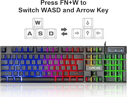 Keyboard and Mouse Gaming LED Wired Combo with Emitting Character Keyboard 4800DPI 2 Side Button USB Mouse Rainbow Backlit Mechanical Feeling Compatible with PC Raspberry Pi Mac Xbox one ps4