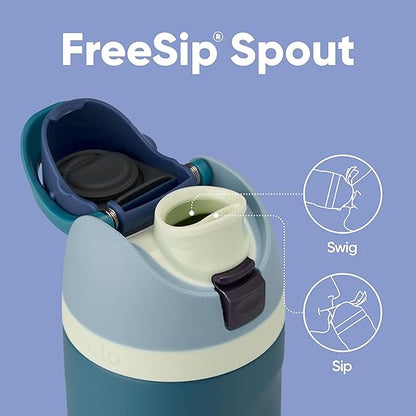 Owala FreeSip 24oz Stainless Steel Water Bottle with Straw – Insulated, BPA-Free, Leak-Proof Sports Bottle for Cold Drinks – Denim Blue