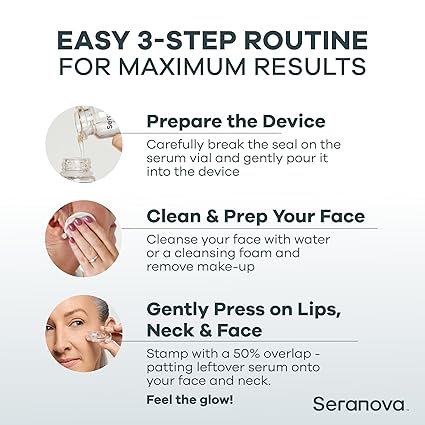Seranova - Micro Infusion for Skin Care – with Collagen Peptides & Hyaluronic Acid, Face Serum and Stamp 0.05mm - 3 Month Supply