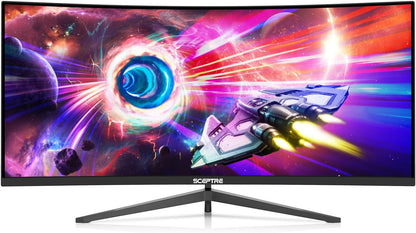 Sceptre 34-Inch Curved Ultrawide WQHD Monitor 3440 x 1440 R1500 up to 180Hz/165Hz DisplayPort x2 99% sRGB 1ms Picture by Picture, Build-in Speakers Machine Black 2025 (C345B-QUT168)