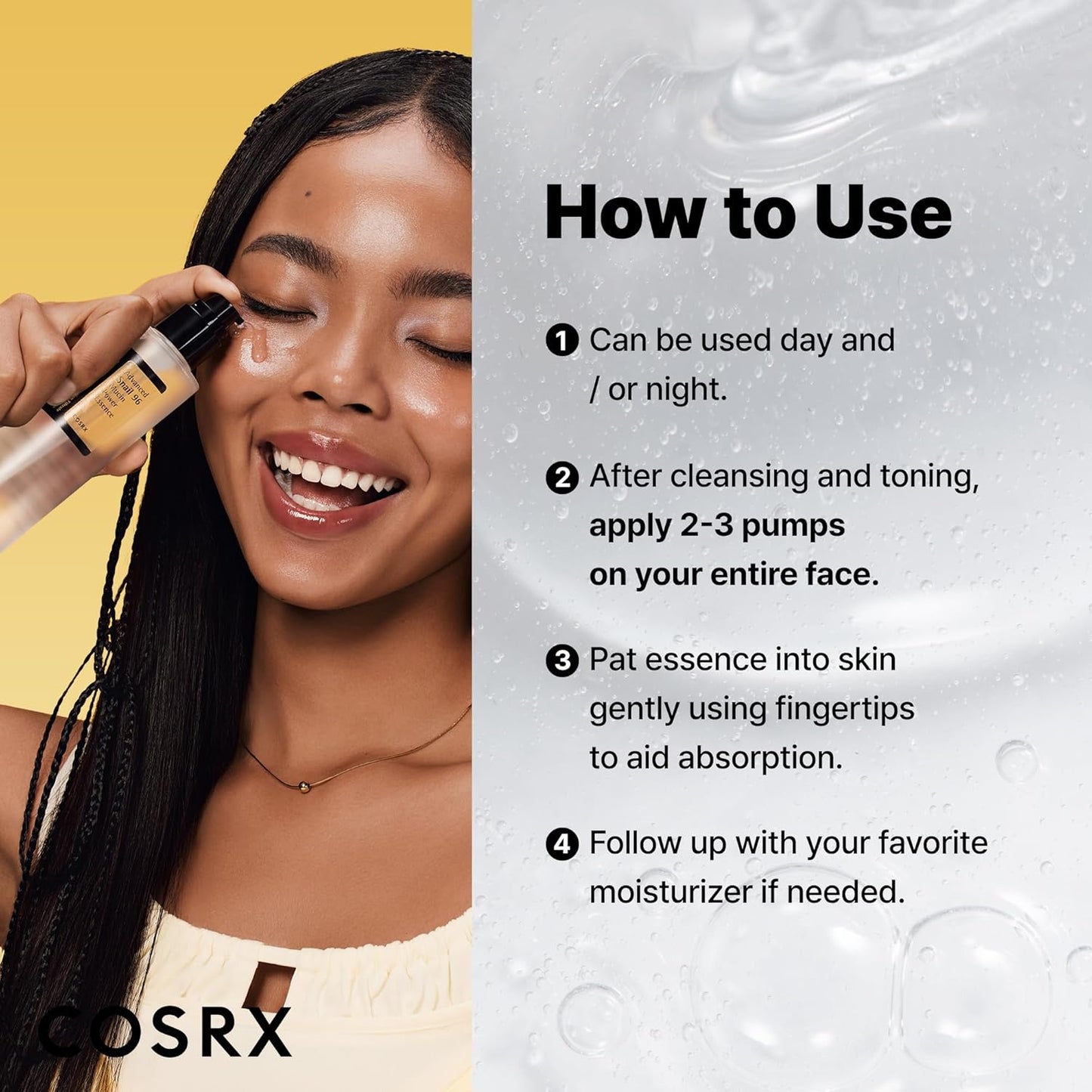 COSRX Advanced Snail 96 Mucin Power Essence – 96.3% Snail Filtrate – Lightweight Korean Serum for Hydration, Repair, Soothing & Anti-Aging – 100ml