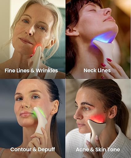 REVO Genie | Face & Neck Beauty Massager with Ultra Powerful LEDs for Wrinkles, Fine Lines, Puffy Skin, Uneven Skin Tone, Lymphatic Drainage, Lifting & Firming Facial Sculpting Tool with Light Therapy