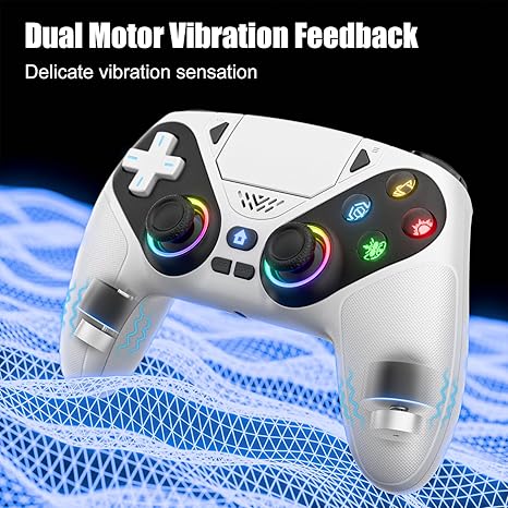 Dinosoo Wireless Controller for Android with USB Cable/Dual Vibration/6-Axis Motion Control/3.5mm Audio Jack/Multi Touch Pad/Turbo/1000mAh Battery/Programming, with PS5 2.4g Adapter