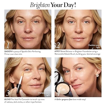 LAURA GELLER NEW YORK Award-Winning Baked Balance-n-Brighten Color Correcting Powder Foundation - Light - Buildable Light to Medium Coverage - Demi-Matte Natural Finish