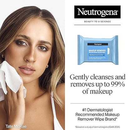 Neutrogena Micellar Makeup Remover Wipes – Twin Pack (2 x 25 ct) – 100% Plant-Based, Alcohol-Free Face Towelettes – Removes Waterproof Mascara & Oil – Dermatologist-Tested